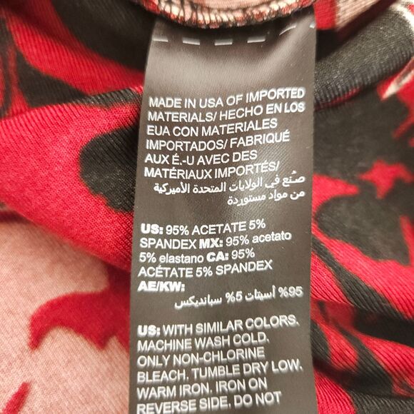 Chico's Travelers 3 Womens 16/18 Red Fire Blooms Floral Asymmetrical Top - Picture 6 of 9